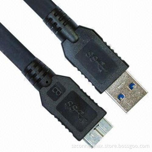 Black AM to Micro BM USB3.0 Flat Cables with Swappable, Plug-and-play Function